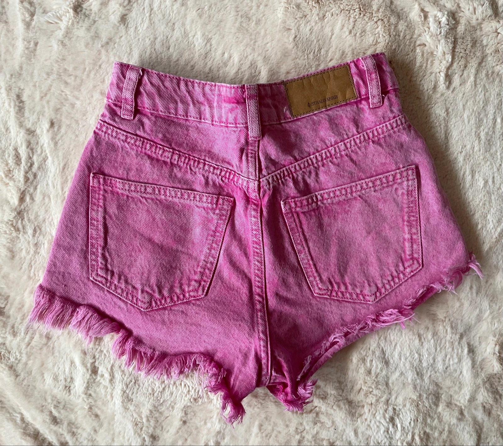 Short en jean rose Stradivarius taille 32 (XXS) à taille haute – photo 3